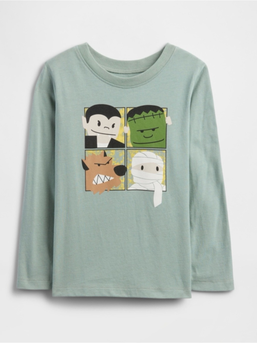 GAP Kids Long-Sleeve Monster Panel Tee in Sage